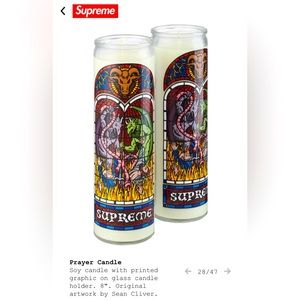 Supreme Authentic Soy Prayer candle. Sean Cliver artwork on 8” tall glass NEW